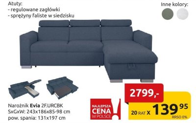 Narożnik Evia 2FJURCBK promocja w Black Red White