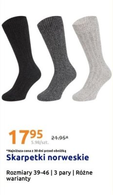 Skarpetki norweskie 3 pary promocja w Action