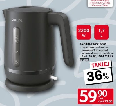 Czajnik Philips HD9314/90 891580 promocja w Selgros
