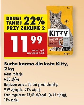 Sucha karma dla kota - wołowina z warzywami Kitty promocja w Biedronka