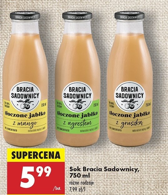 Sok jabłko tłoczone z mango Bracia sadownicy promocja w Biedronka