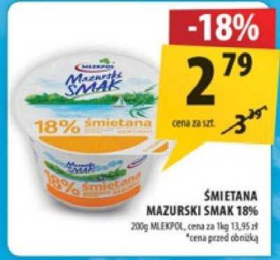 Śmietana Mazurski Smak 18% promocja w Arhelan