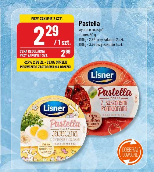 Pasta z suszonymi pomidorami Lisner pastella promocja