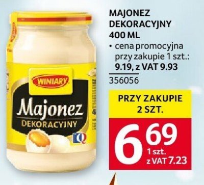 Majonez dekoracyjny Winiary 400 ml promocja w Selgros