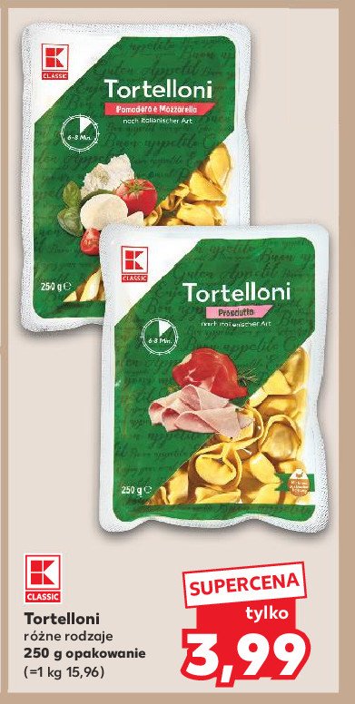 Tortelloni z pomidorami i mozzzarellą K-classic promocja w Kaufland