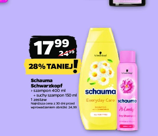 Zestaw szampon do włosów everyday care 400 ml + szampon suchy 150 ml Schauma zestaw promocja