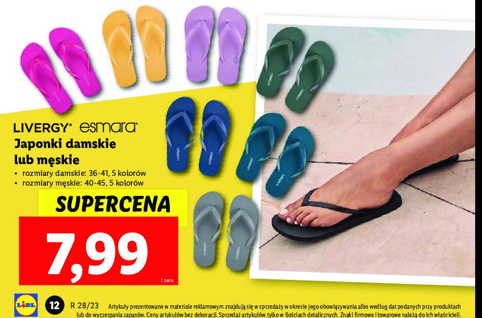 Klapki japonki rozm. 40-45 Livergy promocja