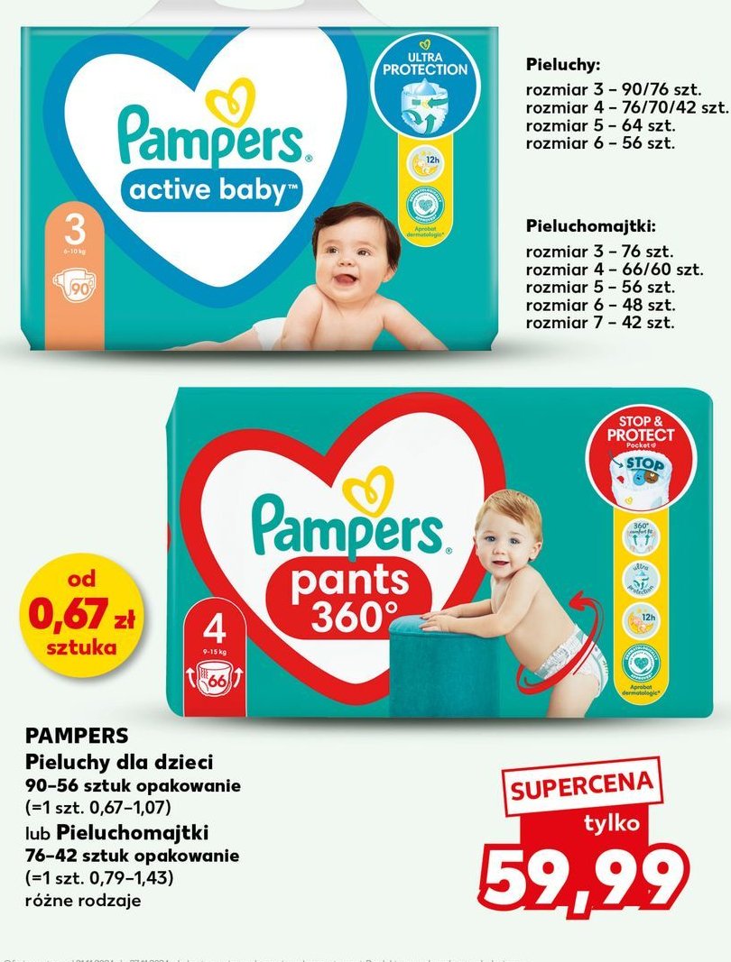 Pieluchy dla dzieci midi Pampers active baby promocja