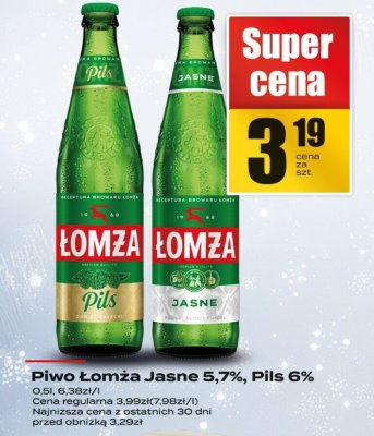 Piwo Łomża Jasne 5.7%, Pils 6% promocja w Supeco