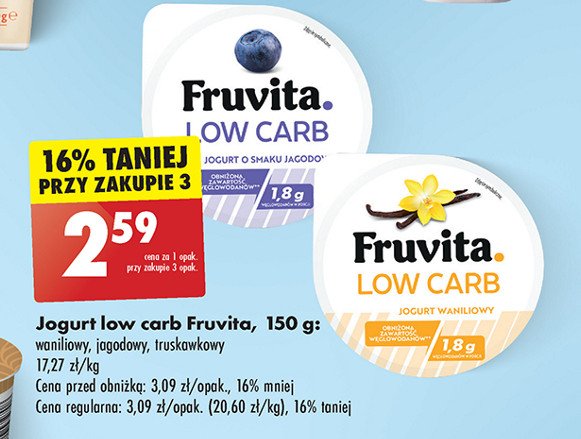 Jogurt truskawkowy Fruvita low carb promocja