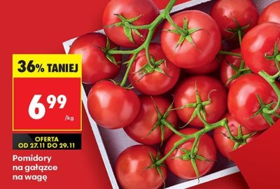 Pomidory na gałązce na wagę promocja w Biedronka