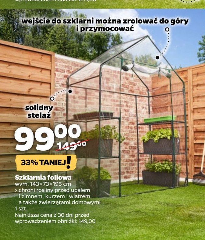 Szklarnia foliowa 143 x 73 x 195 cm Garden dream promocja