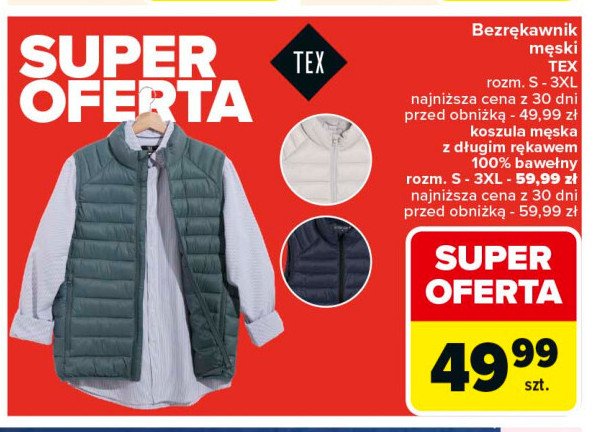 Bezrękawnik męski s-3xl Tex promocja w Carrefour