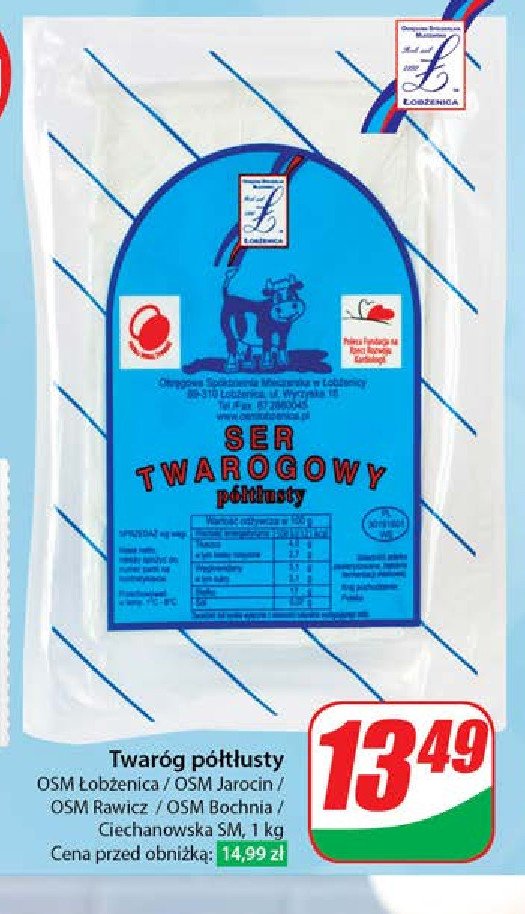 Twaróg półtłusty Osm łobżenica promocja