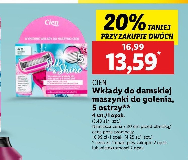 Wkłady do maszynki silk & shine Cien promocja