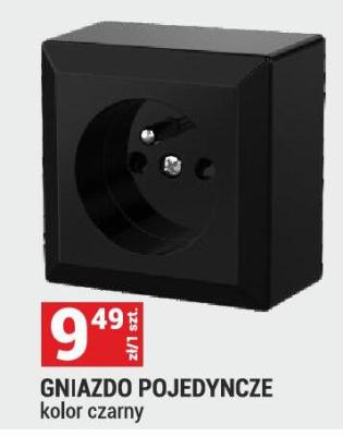 Gniazdo pojedyncze seria GAO kolor czarny promocja w Merkury Market