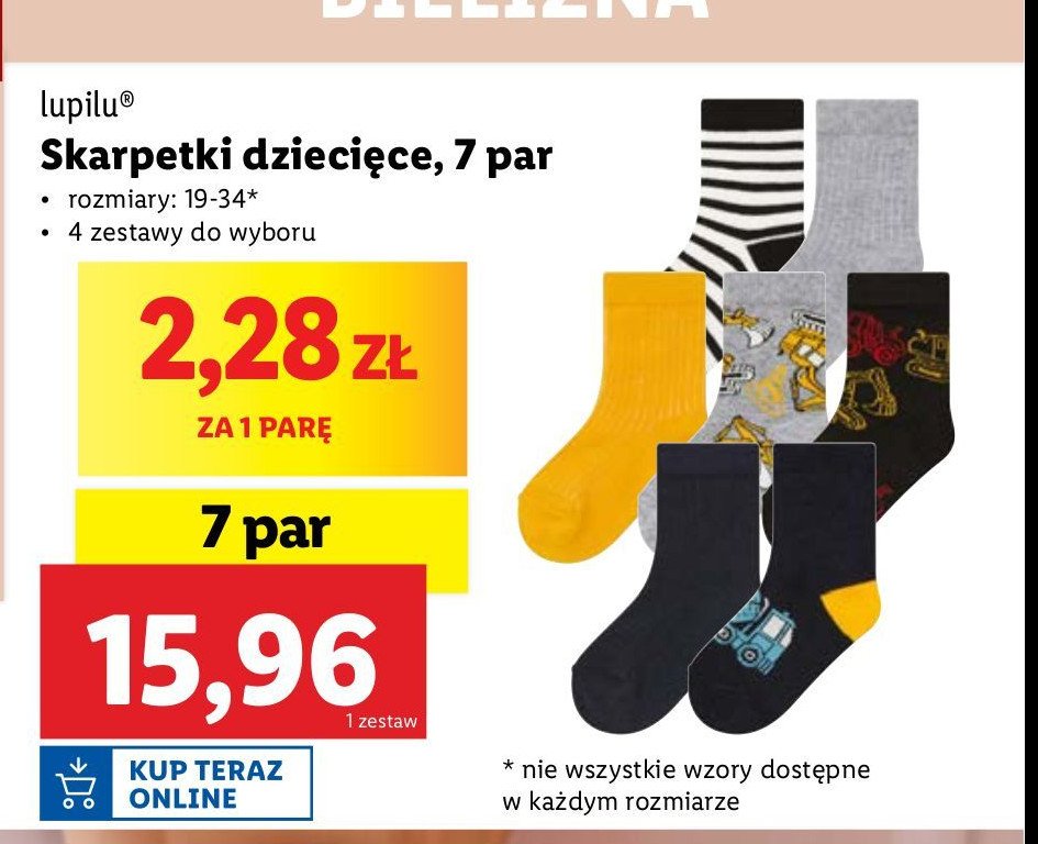 Skarpetki dziecięce 19-34 Lupilu promocja w Lidl