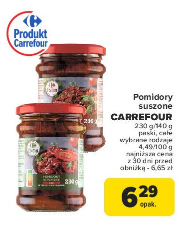 Pomidory suszone paski w oleju Carrefour promocja