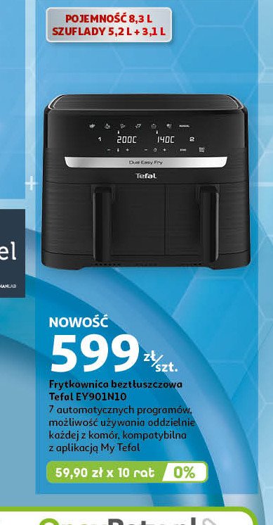 Frytkownica beztłuszczowa ey901n10 Tefal promocja w Auchan