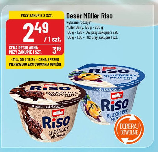 Deser blueberry muffin Muller riso promocja w POLOmarket