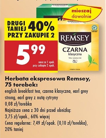 Herbata czarna intense Remsey promocja w Biedronka