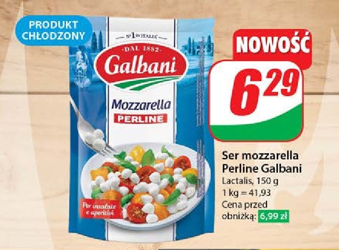 Ser mozzarella perline Galbani promocja w Dino