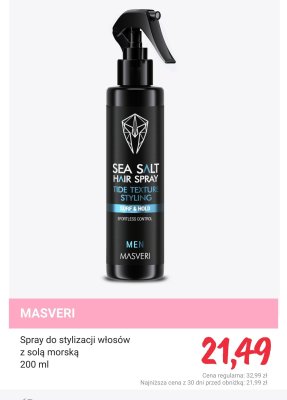 Spray do stylizacji włosów MASVERI Sea Salt Hair Spray z solą morską promocja w Rossmann