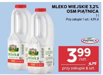 Mleko wiejskie 3,2% OSM Piątnica promocja w Stokrotka