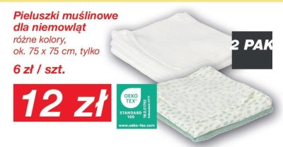 Pieluszki muślinowe dla niemowląt różne kolory, ok. 75 x 75 cm promocja w KiK