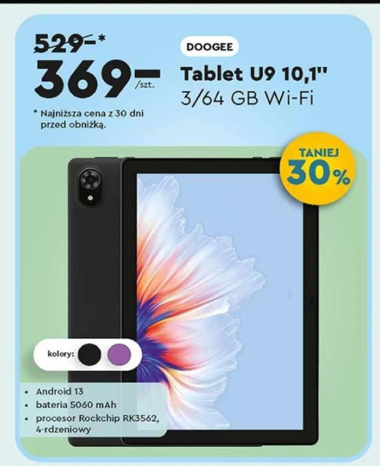 Tablet u9 DOOGEE promocja w Biedronka