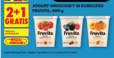 Jogurt owocowy w kubeczku 2+1 GRATIS promocja w Biedronka