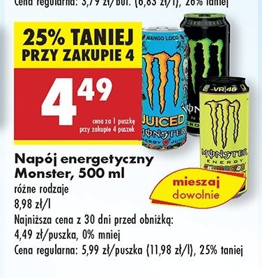 Napój energetyczny Monster energy promocja
