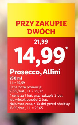 Wino ALLINI PROSECCO promocja w Lidl