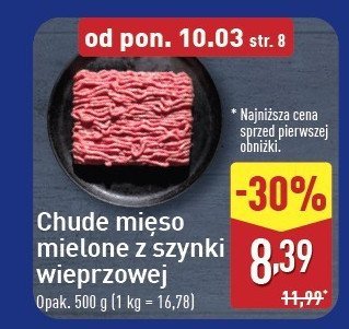 Mięso mielone chude z szynki wieprzowej promocja w Aldi