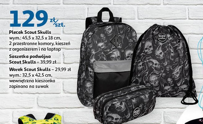 Piórnik saszetka podwójna scout skulls Coolpack promocja