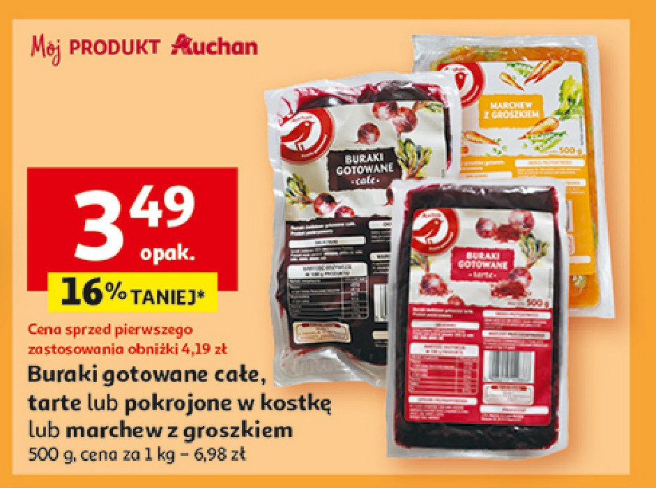 Buraki gotowane tarte Auchan różnorodne (logo czerwone) promocja