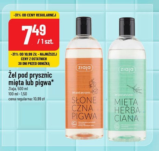 Żel pod prysznic mięta herbaciana Ziaja promocja w POLOmarket