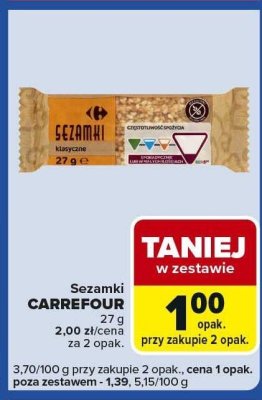 Sezamki Carrefour 27g promocja w Carrefour Express