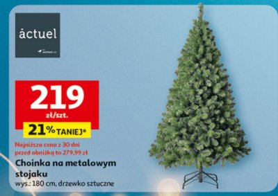 Choinka na metalowym stojaku wys.: 180 cm, drzewko sztuczne promocja w Auchan