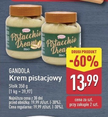 Krem pistacjowy Gandola promocja w Aldi