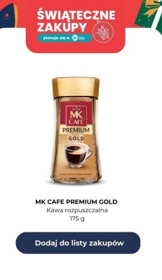 Kawa rozpuszczalna Mk Cafe Premium Gold 175 g promocja w Dino