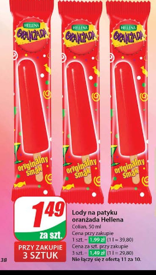 Lód o smaku oranżady Hellena promocja w Dino