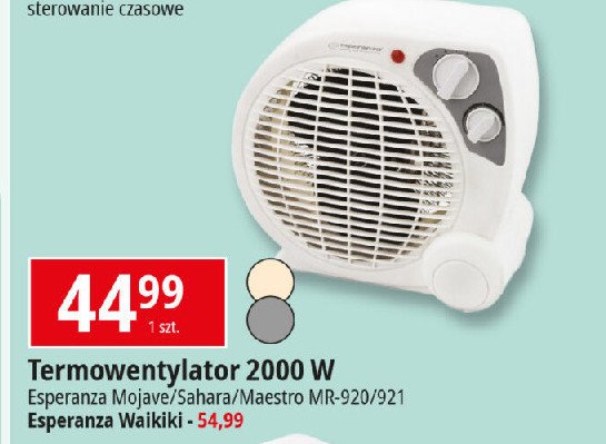 Termowentylator waikiki Esperanza promocja w Leclerc