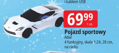 Pojazd sportowy 4 funkcyjny, skala 1:24, 20 cm, na radio promocja w Leclerc