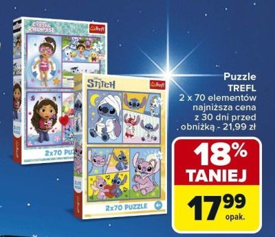 Puzzle Trefl 2 x 70 elementów promocja w Carrefour Market