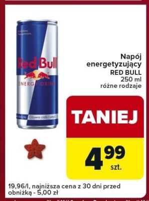 Napój energetyzujący RED BULL 250 ml różne rodzaje promocja w Carrefour Express