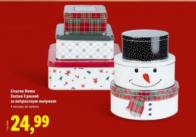Zestaw 3 puszek ze świątecznym motywem  promocja w Lidl