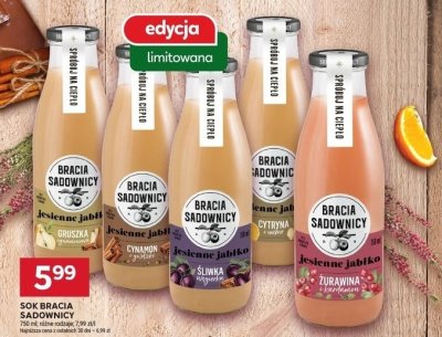 Sok Bracia Sadownicy Jesienne Jabłko Cytryna promocja w Stokrotka