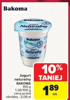 Jogurt naturalny Bakoma 150g promocja w Carrefour Market