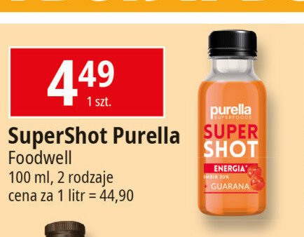 Napój super shot energy Purella superfoods Purella food promocja w Leclerc